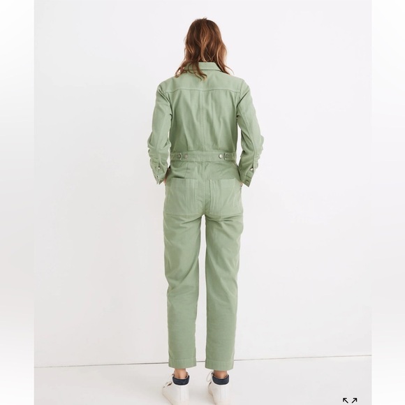 MADEWELL Garment-Dyed Relaxed Coverall Jumpsuit in Pale Evergreen Size XXS NWT - Picture 8 of 8